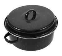 TEMPNAP Household Cooking Pot Covered Roasting Pan with Double Handles, Multi-Function Enamel 24cm Sturdy Kitchen Grill and Bake Pan for Outdoor Barbecue and Sweet Potato Roasting