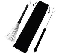 TEMPNAP Jazz Drum Special Brush for Drummer Playing and Beginner Practicing Retractable Wire Drum Brushes Stainless Steel with Carry Bag, Good Spring Back Effect Black