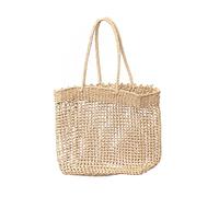 TEMPNAP Khaki Handmade Woven Shoulder Bag Fashionable Straw Weaving Pouch for Summer Beach Travel Vacations Lightweight and Unique Design for Ladies