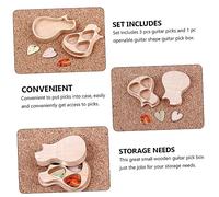 TEMPNAP Maple Wood Guitar Pick Box Lid and 3 Picks Set, Plectrum Storage Case for Acoustic and Electric Guitar Accessories