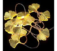 TEMPNAP Metal Gold Leaf String Light Garland 2M 10 LEDs with Battery Box for Window Display and Home Decoration