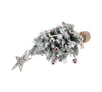 TEMPNAP Miniature Flocked Christmas Tree Silver Tabletop Holiday Decoration with Pinecones and Bowknot Neutral White Design for Indoor Cabinet Mantel Fireplace Easy Setup Reusable Festive
