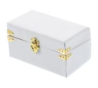 TEMPNAP Miniature Vintage Suitcase Model Wooden and Leather Materials with Intricate Details and Easy to Clean, Elegant White Travel Trunk for Mini House Decor and Micro-scene Adornment