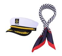 TEMPNAP Nautical Captain Hat Scarf Set for Adults Durable Velour Stylish Costume Accessories for Themed Parties Performances and Casual Wear