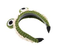 TEMPNAP Nonslip Frog Themed Hairband with Knit Big Eyes and Ruffle Trim Cute Makeup Headband for Women for Face Washing Spa Yoga and Skincare Beauty Routine