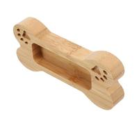 TEMPNAP Office Desk Business Card Holder Bamboo Container Dog Bone Shape, Farmhouse Style Name Card Display for Tabletop, Wood Color