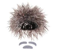 TEMPNAP Old Man Scientist Costume Wig Set with Brown Braided Wig Fake Beard and Eyebrows for Boys and Realistic Cosplay Facial Hair for Halloween and Science-themed Parties