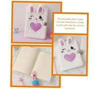 TEMPNAP Plush Cover Notebook with Lock Cartoon Rabbit Diary for Boys Soft Fluffy Journal for Note Taking Lightweight Portable Notebook for Students and Office Use Purple Heart Design