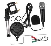 TEMPNAP Recording Microphone Included Desktop Stand and Pop Filter Set for Mobile Phone and Computer with Heart-shaped Abs Body Condenser Mic in Black for Karaoke and Live Broadcast