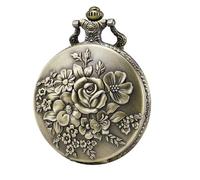 TEMPNAP Retro Alloy Pocket Watch Quartz Movement Light-Weight Design Necklace Chain Pocket Watch Pendant for Gift and Collection with Creative Pattern
