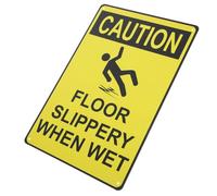 TEMPNAP Road Attention Sign Portable Light Weight Iron Warning Sign with Rounded Corner Yellow for Business Street Safety