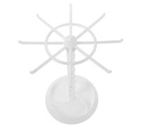 TEMPNAP Rotating Jewelry Organizer Stand Plastic Table Top Key Holder Versatile Storage Solution Sl esign White for Retail Display in Small Areas
