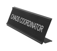 TEMPNAP Rustic Aluminum Alloy Chaos Coordinator Desk Sign, Black L-Shaped Name Plate for Office or Home Desk, Simple Installation Included