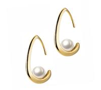 TEMPNAP S925 Silver Pearl Eardrop Earrings for Women, Hollow Waterdrop Dangle Ear Jewelry Synthetic Pearls, Stylish Golden Ear Accessories for Party and Daily Wear