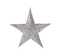 TEMPNAP Silver Iron Pentagram Star Christmas Hanger Shiny Finish, 30cm Decorative Hanging Pendant for Tree and Garden Holiday Decorations