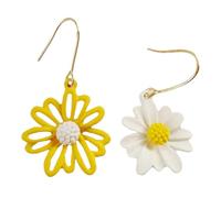 TEMPNAP Simple Flower Eardrop Earrings for Women Alloy Material Floral Jewelry Lightweight Comfortable Design White and Yellow Colors for Daily Wear and Gifts