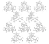 TEMPNAP Snowflake Iron on Patch Set 30Pcs Silver Embroidered Fabric Appliques for Christmas Costume DIY Hair Accessories 3 Styles Sew on Patches for Clothing