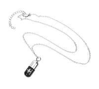 TEMPNAP Stainless Steel Cremation Necklace Pill-shaped Pendant Memorial Jewelry for Ashes Keepsake Urn Necklace for Men and Women Thoughtful for Remembrance