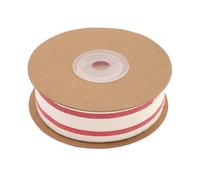 TEMPNAP Striped Red Cotton Craft Ribbon 2.5cm X 10 Yard Double-Sided Design, Multipurpose and Tear-Resistant Ribbon for Birthdays, Weddings, and Valentine's Day Wrapping Or DIY Sewing