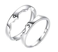 TEMPNAP Sun and Moon Adjustable Open Band Ring for Couples Unique Relationship Jewelry for Lovers Unisex Design