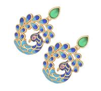 TEMPNAP Vintage Chinese Style Agate Ear Studs Retro Enamel Peacock Earrings for Women Smooth Comfortable Traditional Ear Jewelry Handmade Ethnic Gift for Girlfriend Wife Mother
