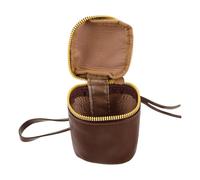 TEMPNAP Vintage PU Leather Key Coin Purse with Zipper, Small Retro Lipstick Organizer Wallet for Travel Cosmetic Storage, Portable Mini Makeup Bag for Women Coffee Square