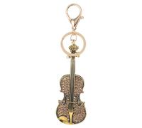 TEMPNAP Violin Keychain Rhinestone Pendant Mini Musical Instrument Charm Fashionable Design for Music Souvenir in Antique Gold