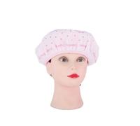 TEMPNAP Waterproof Shower Hat and Women with Double Layers and Elastic Band, Keeps Hair Dry during Showering and Spa, Made of Toweling and Pvc Film, Cute Pink Hair Cap with Simple