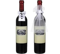 TEMPNAP Wedding Wine Bottle Cover Set 4pcs 2 Pairs Cloth Wine Decor Suit with Comfortable Touch and Compact Design for Elegant Wedding Celebration Decorations