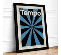 Tempo Sunburst Geometric Framed Wall Art Print A1 Black
