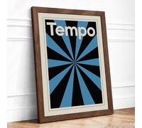 Tempo Sunburst Geometric Framed Wall Art Print A1 Walnut