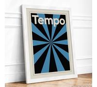 Tempo Sunburst Geometric Framed Wall Art Print A1 White