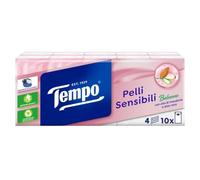 Tempo - Tissues with Aloe Vera for Sensitive Skin - 10 Packs of 9 Tissues