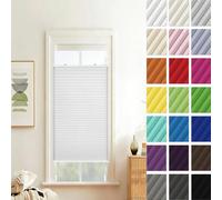 Temporary Blackout Blinds 70 x 60 cm Light Filtering, Blackout Thermal Privacy Protection Non Woven Pleated Blind No Drill Instant Temporary for Patio Bathroom Bedroom, White