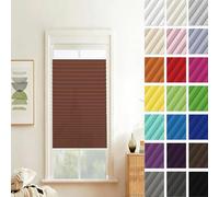 Temporary Blackout Blinds 90 x 110 cm Light Filtering, Blackout Thermal Privacy Protection Non Woven Pleated Blind No Drill Instant Temporary for Patio Bathroom Bedroom, Brown