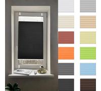 Temporary Blinds 100 x 90 cm Light Filtering, Blackout Thermal Privacy Protection Pack Pleated Fabric Blind Quick Fix and Easy to Install for Patio Bathroom Bedroom, Black