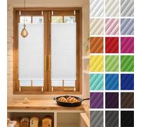 Temporary Blinds for Windows 100 x 90 cm Light Filtering, Blackout Thermal Privacy Protection Pleated Fabric Blind No Drill Instant Temporary for Patio Bathroom Bedroom, White