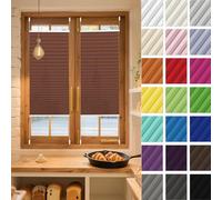 Temporary Blinds for Windows 120 x 60 cm Light Filtering, Blackout Thermal Privacy Protection Pleated Fabric Blind No Drill Instant Temporary for Patio Bathroom Bedroom, Brown