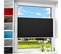Temporary Blinds for Windows, 20 x 50 cm Instant Stick on Easy to Install Pleated Shades Thermal, with White Guide Rail for Bedroom,Kitchen,Bathroom, Black