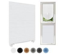 Temporary Blinds Stick On Cut to Size Non-woven Fabric No Drill Self Adhesive Pleated Paper Window Shades for Bedroom Kitchen Bathroom Windows Patio French Doors (4, White, WxH 90x180cm)