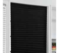 Temporary Blinds - Stick On Pleated Shades With Clips for Windows - Blackout Shade for Bedroom, Bathroom, Kitchen - 92cm X 180cm (6, Black)