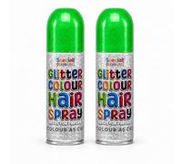 Temporary Blue Glitter Hair Colour Spray 200ml, Washable Hair Colour for Fancy Dress, Festivals, Parties and Celebrations, Simple Application Sparkle Styling Spray for Adults (Green (Pack of 2))