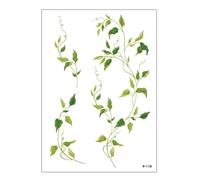 Temporary Body Art Decal, E | Water Resistant Green Vine Body Art Sticker for Collarbone, Ankle Vacation Festival Outfit Looks
