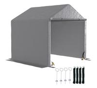 Temporary Carport Grey 2x2x2m Galvanised Steel & PE Cloth Waterproof Shed Rollup