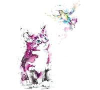 Temporary Cat and Bird Tattoo Watercolour Tattoo Fake Tattoo Watercolour Cat and Bird Tattoo KM166