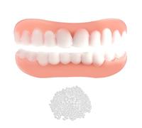 Temporary Dentures 1 Pair Instant Silicone Dental, Cosmetic Teeth Top and Bottom for Men Women, False Teeth Veneers for Whitening Teeth and Regaining Confident Smile