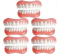 Temporary Fake Teeth Veneers for Missing Teeth, Reusable Silicone Upper and Lower Jaw Covers for Men and Women, 10-Pack