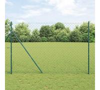 Temporary Fence Animal Barrier, Chain Link Fence with Posts Green 1.6 x 10 m Steel