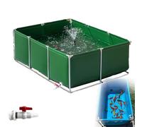 Temporary Fish Holding Tank with Drain Valve - Easily Assembled 1x1m Canvas Aquarium Pool for Turtle Farming