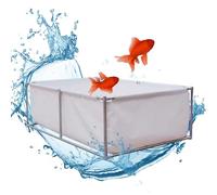 Temporary Fish Holding Tank with Drain Valve - Easily Assembled 1x1m Canvas Aquarium Pool for Turtle Farming